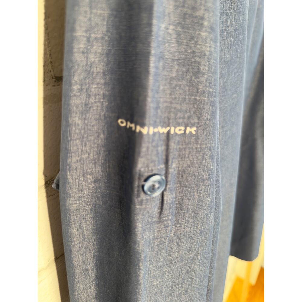 Columbia Mens XXL Omni Wick Button Down Long Sleeve Rip Stop Shirt Navy Blue EUC - Picture 8 of 8